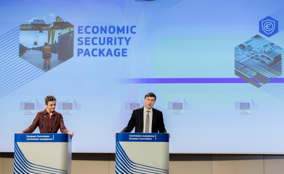 Read-out of the weekly meeting of the von der Leyen Commission by Margrethe Vestager and Valdis Dombrovskis, Executive Vice-Presidents of the European Commission, on the Economic Security package 